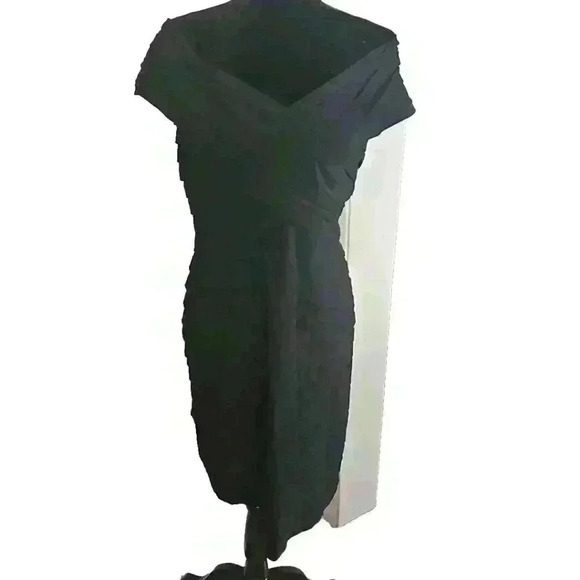 Tadashi Shoji Womens Black Pleated Shutter Cocktail Sleeveless Mini Dress L - Picture 3 of 13